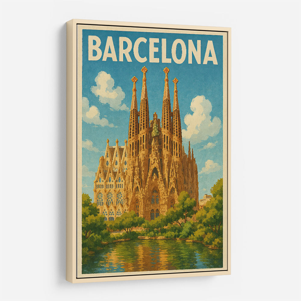 Barcelona Travel Poster Featuring Sagrada Família Wall Art